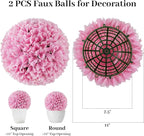 Goplus 11 Inch Topiary Balls Artificial Outdoor Set of 2, Faux Boxwood Ball, Fake Plant Sphere, Round Artificial Plant Balls for Front Door, Porch, Backyard, Balcony, Home Décor (Pink)