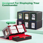 Card Deck Box for MTG, Double Card Storage Box with 2 Commander Display & 1 Dice Tray, Fits 200+ Double Sleeved Cards, Organizer for CCG TCG Sports Cards (Black Green)