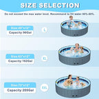 UCCY 2-in-1 Foldable Dog Pool for Large Dogs Hard Plastic Splash Sprinkler Kiddie Swimming Pool Non-Slip Portable Dog Bathtubs Collapsible Multi-Use Whelping Box Ball Pit Duck Pond Grey L-48"x12"