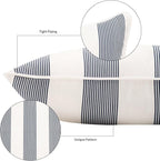 2 Pack Outdoor Throw Pillows 21x15 Inch Water-Resistant Decorative Pillow Cushions with Insert for Patio Garden Porch, Blue Stripe