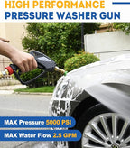 TOOLCY Pressure Washer Gun, Short Power Washer Gun, Commercial 5000 PSI / 10.5 GPM, Sturdy Design for Gas Power Washer, with 3/8" Swivel Plug & M22-14mm Male Fitting