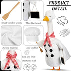 Aliceset Chef Porch Goose Outfits for Cement Goose Lawn Statue Clothes 23", Chef Clothes with Spatula and Blackboard for Thanksgiving Christmas Party Patio Yard Outdoor Art Decoration