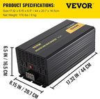 VEVOR 5000W Modified Sine Wave Power Inverter, DC 12V to AC 120V Car Converter with LCD Remote Control, USB Port, AC Outlets Inverter for Truck RV