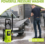 Pressure Washer Cleaner with 4 Nozzles & Foam Cannon for Driveways, Cars, Fences, Decks, Patios, and Outdoor Cleaning (Green)