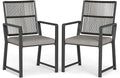 Aluminum Outdoor Patio Dining Chairs -Imitation Rope Vine Chair Ergonomic Backrest Design Detachable Seat Cushion Soft and Breathable Garden/Porch, Black 2Pcs