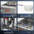 WESTLAKE Commercial Gas Deep Fryer, Stainless Steel Free Standing Floor Frye with Baskets 5 Tube 150000 BTU 70LB for Restaurants