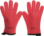 KITCHEN PERFECTION Silicone Smoker Oven Gloves -Extreme Heat Resistant BBQ Gloves -Handle Hot Food Right on Your Grill Fryer&Pit|Waterproof Grilling Cooking Baking Mitts|Superior Value Set +3 Bonuses