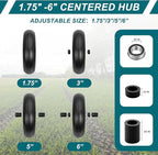 4.00-6 Flat-Free Solid Tire and Wheel 13" Wheelbarrow Tire by Cenipar With 3/4" & 5/8" Grease Bushing and 1.75" Centered Hub 4.00-6 tire and wheel for Garden Cart Trolley Hand Truck, 2 PC