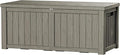 TARKARI 180 Gallon Lockable Resin Deck Box, Waterproof & UV-Resistant Outdoor Storage Box for Outdoor Cushion Storage, Garden Tools & Pool Accessories Storage, Gray