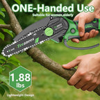 Mini Chainsaw Cordless 6 Inch, Electric Chainsaw Battery Powered with Auto Oiler, Security Lock for Wood Cutting, Tree Trimming, Garden & Household Use(1 Batterie)
