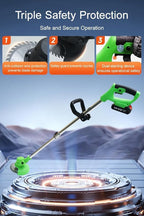 Cordless Weed Wacker,Lightweight and Telescopic Design,Triple Safety Protection,Electric Weed Eater,2 Efficient Batteries, Grass Trimmer Cordless for Lawn, Yard, Garden,Green