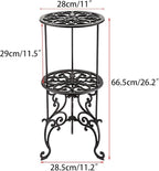 OwnMy Heavy Duty 2 Tiers Cast Iron Plant Stand, Vintage Iron Flower Pot Holder, 2 Layers Tall Decorative Potted Plants Stand Rack, Indoor Outdoor Large Plant Holder for Garden Patio, Retro-Brown
