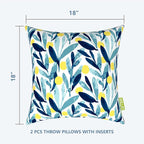 LVTXIII Outdoor/Indoor Throw Pillows, Decorative Throw Pillows with Inserts, 18"x18" Square Pillows for Bed, Couch, Sofa and Patio Furniture (Set of 2, Leaves Multi)