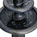 SunJet 45.2" High 3-Tiers Modern Concrete Outdoor Water Fountain - Round Large Outdoor Fountains and Waterfalls for Garden, Patio, Yard, and Deck Decor, Featuring Natural Stone Look (Black, 45.2inch)