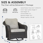 Wicker Swivel Rocking Chairs - Outdoor Brown Wicker Swivel Glider Chair Outdoor Rocking Chair with Water-Resistant Cushions, Beige