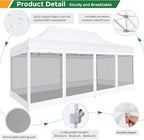 COBIZI 10x20 Heavy Duty Pop Up Canopy Tent with 6 Sidewalls, Commercial Gazebo Party Tent with Mosquito Netting Wall Easy Set Up Outdoor Instant Screen Tent for Backyard, Patio, Garden, White