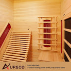 Corner Sauna 1 Person, Infrared Wooden Sauna, Luxurious Canadian Hemlock Home Saunas, 2300 W 8 Heating Element, Low EMF Full Size Indoor Spa(Left Recliner)