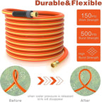 Hybrid Hose 50ft x 5/8", Short Garden Water Hose Heavy Duty, Flexible, Lightweight Hybrid Water Hose with Swivel Handle,3/4'' Brass Fittings, Available For Reel Cart Backyard Burst 500 PSI