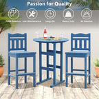 Sundale Outdoor Adirondack Round Bar Table, 39 Inch Height Patio Large Pub Table for 4, All Weather HDPE High Top Bistro Counter Table for Outside Deck Porch Balcony Poolside, Navy Blue
