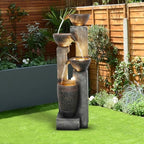 Outdoor Garden Water Fountain-Indoor Polyresin Waterfall Floor-Standing Fountains with LED Lights for Garden, Patio, Deck, Porch, Yard Art Decor (40inch)