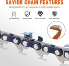 Savior 3Pack 12 Inch Chainsaw Chain, 1/4" Pitch .043" Gauge 65 Drive Links for MSA161T Chainsaws, Replacement 3670-005-0065, 71 PM3 65, for 3005 008 3405 Guide Bar