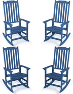 Outdoor Rocking Chairs Set of 4, Oversized All Weather High Back Porch Rocker, Patio Rockers for Outside