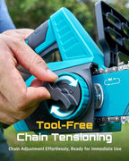 SEESII Chainsaw Cordless 12-inch, Handheld Chain Saw with 2 * 4.0Ah Batteries, Electric Saw with Tool-free Chain Tension, Auto Oiling for Wood Cutting Trimming Branch