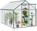 Polycarbonate Greenhouse Kit, 10x6 FT Heavy Duty Outdoors Durable Green House with Double Vent Window Lockable Door, Twin-Wall Panels, Walk in Green Houses for Backyard Outside Garden