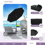 Midtown Umbrellas 10-Year-No-Fade - 8 Ft - UV Proof Ebony (Black) Polyester Fabric - Umbrella Outdoor Patio, Auto-Tilt Aluminum Frame Patio Umbrella for Garden, Pool & Deck - Black Pole