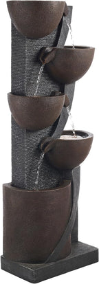 VEVOR Outdoor Water Fountain, 49.61 in Height Fountain and Waterfall, 5-Tier Floor Standing Jar-Shaped Cascading Fountains with LED Light and Pump, for Outdoor Indoor Garden, Home, Patio & Backyard