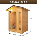 2 Person Outdoor Wooden Sauna Room,Canadian Cedar 220V 6KW Electric Stove Backyard Steam Sauna Kit with Light (Wood Color)