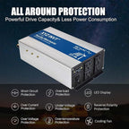 1800W Pure Sine Wave Inverter DC 24V to AC 120V, 3600W Peak Power with LED Display, Power Converter for Car, Truck, Solar, Home & Rechargeable Devices