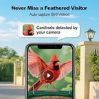 Bird Feeder with Camera,AI Identify Birds Species,FHD WiFi Outdoor Smart Bird Feeder Camera with Solar Powered,Real-Time Notice,Auto Record,IP65 Weatherproof Birds House with Cam,Ideal Gift for Family