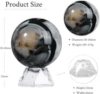 Natural Black Striped Agate Crystal Ball with Acrylic Display Base, 50-60mm Polished Stone Feng Shui Crystal Sphere Meditation Decoration for Home & Office