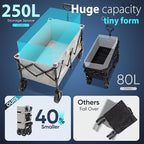 Sekey Collapsible Foldable Wagon with 330lbs Weight Capacity, Heavy Duty Folding Wagon Cart with Big All-Terrain Wheels & Drink Holders. Gray