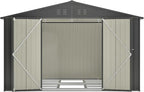 10X8 FT Outdoor Storage Shed, All Weather Metal Sheds with Lockable Doors, Tool Shed for Garden, Patio, Backyard, Lawn, Black