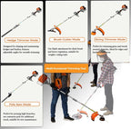 52cc 2-Cycle Gas Multi-Trimmer | 10-in-1 String Trimmer w/Rotatable 40” Pole Saw, Weed Eater Weed Wacker, Brush Cutter & Hedge Trimmer Gas for Lawn, Yard, Garden Care, All-in-one Garden Tool
