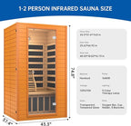 Infrared Sauna Room for Home, Near Zero EMF Indoor Home Sauna for up to 2 Person with Infrared Red Light Therapy, Bluetooth Speakers, Canadian Hemlock Wood