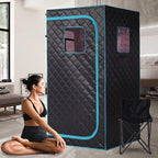 Smartmak Portable Infrared Sauna Box with 660nm Red Light Therapy Lamp for Home, Personal Indoor Full Body Dry Sauna Spa Tent, Relax Saunas with 6 Heaters, Heated Foot Pad, Remote, Chair, Blackgreen