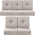 Luxury 22x24/22x25 6-Inch Outdoor Cushions for 5 Peice Patio Furniture Set - Set of 5 Water Repellent Pillow for Wicker Rocking Swivel Chairs Loveseat Couch Sectional Sofa - Beige