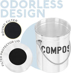 EPICA Countertop Compost Bin Kitchen | 1.3 Gallon | Odorless Composting Bin with Carbon Filters | Indoor Compost Bin with Lid | Stainless Steel Kitchen Composter for Food Scraps & Waste Recycling