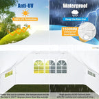 HOTEEL 10x15 Pop up Canopy Tent for Parties, Heavy Duty Easy Setup Tent with 4 Sidewalls, Outdoor Commercial Instant Gazebo for Wedding Event, with Roller Bag & Sand Bags, White(Hexagonal Frame)