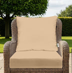 RSH DECOR Deep Seating Cushion with Pillow Back | 22” x 25” x 5" Seat | Water and Fade-Resistant Spun Fabric | Made in USA | Outdoor Chair Cushion Set for Patio Furniture (Tan)