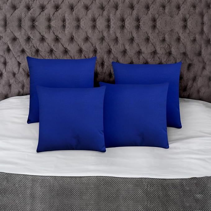 Covers & All Premium Square Throw Pillow Inserts with Covers Set of 4, 26 x 26 Inches Blue, Decorative Cushions for Couch Sofa Home Decor Office Travel UV Resistant Waterproof Soft Cushions Pillows