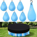 Hungdao 6 Pack Pool Cover Weights with Hooks Above Ground Hanging Water Bags Leakproof Thick PVC Swimming Pool Cover Tarp Weights Winter Antifreezing for Above Ground Closing Kit, 13.5 x 9 Inch