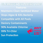ClearView Stabilized Chlorine Tablets 1 Inch 10 Lbs for Swimming Pools, Long-Lasting 1" Chlorinating Tablets for Spa Hot Tub Chemicals Pool Chlorinating Sanitizer, 10 Pounds