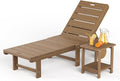 Outdoor Chaise Lounge Chairs with Table, 2-Piece, 26.8” Super Wide Lounge Chair Outdoor, HDPS Pool Chairs with 5 Positions, Patio Lounge Chair with Wheels for Pool,Lawn,Backyard, Brown