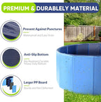 Dog Pool, Foldable Pet Swimming Pool with 6mm High-Strength PP Board, Hard Plastic Collapsible Doggy Pools for Small Dogs Kitty Duck, Non-Slip Doggie Bathtub Quick to Set Up and Drainage Hole, 63"