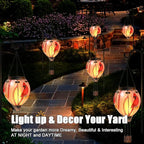 Hot Air Balloon Solar Lantern - Cardinal Bird Glass Lantern, Simulated Flickering & Dancing Flame, Outdoor Hanging Yard Light Waterproof IP65 for Patio Lawn Porch Decor Gift