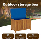 vidaXL Wooden Deck Box - Outdoor Teak Storage Chest, Ideal for Patio Furniture Cushions, Pool Accessories, Garden Tools - Water-Resistant Bag Inside - 35.4''x19.7''x22.8'', Solid Acacia Wood